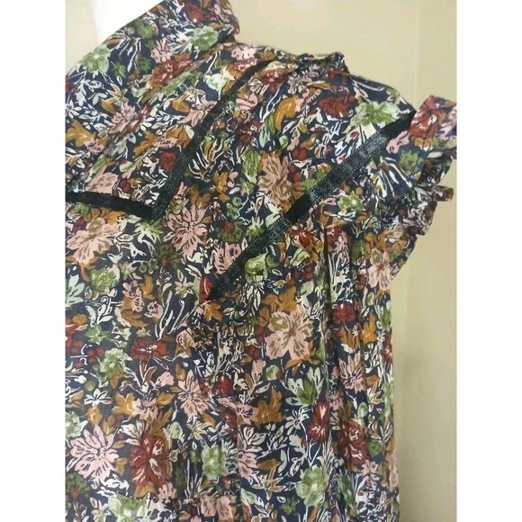 Free People Blouse Sz L Floral Multicolor Long Sleeve Peplum NWT - Picture 3 of 16